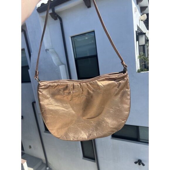 David Mehler for DAME 70s vintage snakeskin leather copper crescent shoulder bag - Picture 5 of 13